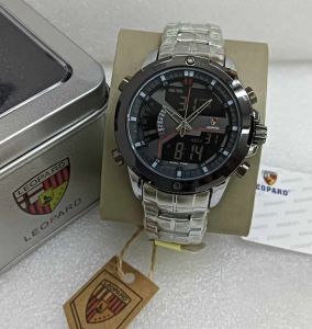 Terbaru Jam Tangan Leopard Pria A23 Dual Time Tahan Air Free Bok