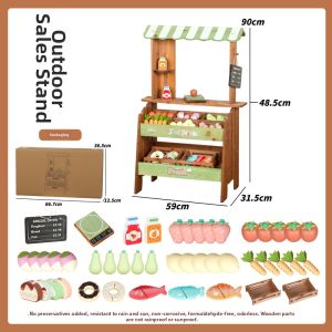 YOULEBI | Outdoor Wooden Supermarket Pretend Play Cash Register Stall