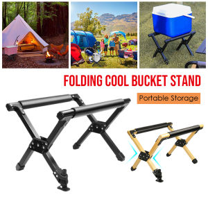 ขาตั้งกระติก อลูมิเนียมพับได้ 9 ปริมาณ ชั้นวางถังน้ำแข็งแค้มปิ่ง สีดำ ไม้เนื้อแข็ง รับน้ำหนักสูงสุด 80 kg ปริมาณ SP180