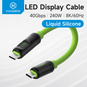Hagibis USB C Fast Charger Cable With LED Display PD 240W 40Gbps 8K/60Hz High Definition Video Transmission Video Cord Compatible with Thunderbolt 4/3 For iPhone 16/15 Pro iPad Pro MacBook HUAWEI Mate 60/60 Pro 0.25m