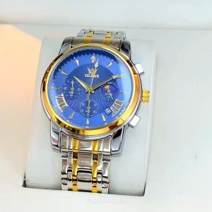 OLEVS Jam Tangan Pria Anti Air Original Stainless Steel Chrono Aktif Cowok Luminous Kalender Analog Men Watch Jam Tangan Pria Dewasa 2024