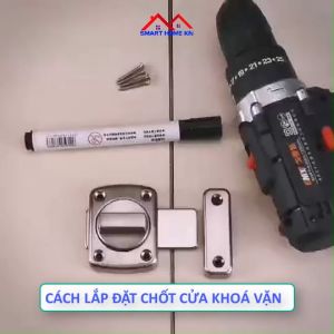 Chốt cửa ngang inox vặn khoá cửa thông minh giữ cửa gỗ cửa nhôm chống trộm