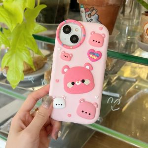 💗ฝาหลังแบบนิ่มลายการ์ตูนรูปหมีไดโนเสาร์เคสโทรศัพท์3มิติสำหรับ iPhone 11 12 13 14 14 15 Pro Max/pro ซิลิโคนที่สร้างสรรค์