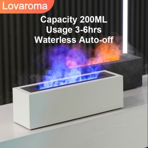 LOVAROMA H3 200ML Flame Aroma Diffuser Air Humidifier Cool Mist Maker Fogger Led Light Essential Oil Home Fragrance Perfume Difusor