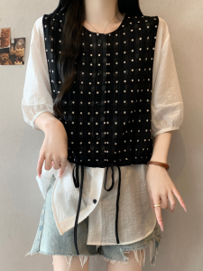 Slimming Polka Dot Tank Layered Blouse