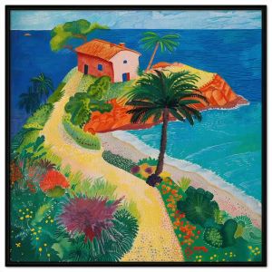 Tranh thiếu nhi phong cảnh đơn giản ngôi nhà vùng biển đảotranh treo tường dán tường phòng bé trai bé gái.CGI-593