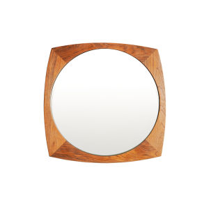 Vintage Teak Round Mirror