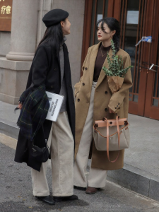 Mixd | Gray Long-Sleeve Shoulder Designed Wool Coat