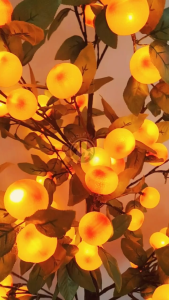 好运桔子树 150CM LED Orange Tree CNY Lighted Tree Mandarin Orange Fairy Light Tree Lamp Artificial Tree for Festival Waterproof