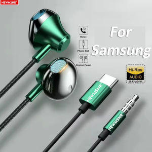 NEWMSNR 9D Surround Bass Type-c&3.5mm In-Ear Wired Headphones Gaming Earbuds Handfree Headsets with HD Mic Earphones for Samsung