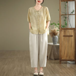 Stunning Linen Pants And Top Set Beautiful Ageless Fashionable Two Piece Suit for Mom Summer 2026 New Style from Youbendai