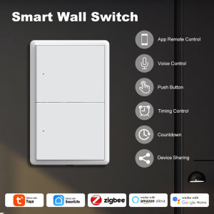 Tuya Zigbee3.0  US Smart Wall Switch Wall Push Button Physical Switch Smart Wireless Voice Remote Control With Google Home Alexa