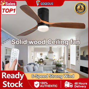 GOGEOUS Nordic ceiling fan with light modern 3 colors dimming ceiling lights with fan with remote 6 speed strong wind ceiling fan with led light dc motor silent 48inch ceiling fan heavy duty ceiling fans for living room bedroom