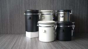 Toples Stainless Penyimpanan Biji Kopi Rekam Tanggal Storage Jar 1.8L