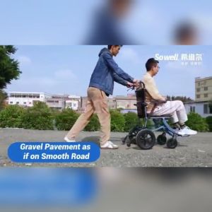 Sowell Lightweight Travelling Wheelchair With Luggage Bar & Waterproof Leather Seat ( SC-SPW08)