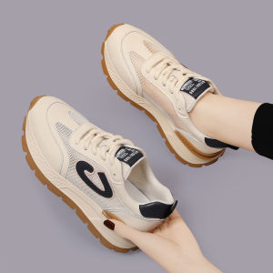 Womens Breathable Mesh Sport Shoes Dad Style Flat Thick Bottom Ashcan Shoes Summer Fashion Casual Sneakers Low Cut Sneakers