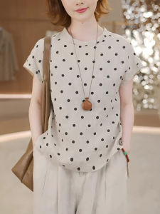 UYFY | Korean Style Casual Simple Elegant Polka Dot Round Neck T-Shirt