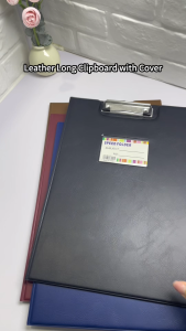 Long Clipboard with Cover Leather Clipboard with Business Cards Side Pockets Waterproof File Folder Office School Supplies
