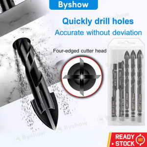 Byshow Hard Alloy Cross Hex Tile Drill Bits Set Triangle Stone Carbide Glass Metal Ceramic Concrete Wood Plastic Hole Opener Anti rust Tip Head Drill Bit Wall Punching Universal Cross Drill Tool german stainless steel drill