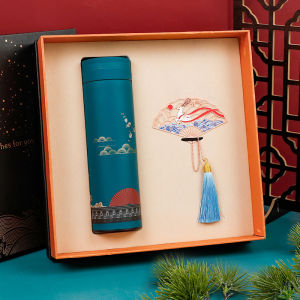 Bộ Hộp Quà Tặng Đánh Dấu Trang Phong Cách Trung Quốc Rỗng Kim Loại Có Cần Cẩu Thanh Lịch Cốc Giữ Nhiệt Hoàn Hảo Cho Các Sự Kiện Doanh Nghiệp Quà Tặng Doanh Nghiệp