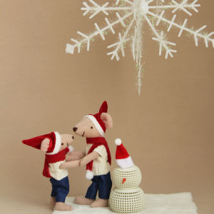 เสื้อสเวตเตอร์และกางเกงยีนส์ H13/15 ซม. ลายคริสต์มาส หนูน้อย ชุดเปลี่ยนได้ ของตกแต่งบ้านจิ๋วสำหรับตุ๊กตา Ob11 Bjd