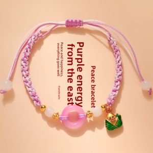 Traditional Chinese Style Festive Good Luck and Safety Wishes Charm Braided Bracelet