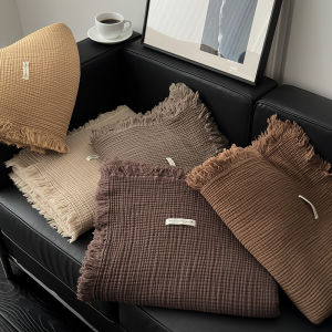 Melan Colored 4-Layer Cotton Lace Fringe Blanket