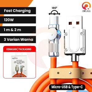 [RO ACC] NVN-KD38 L ROTATE KABEL CHARGER GAMING FAST CHARGING 6A TYPE C / MICRO USB 120W