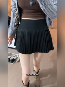 กระโปรงสั้นทรงเอเอวสูงผ้าขนสัตว์หนาสำหรับผู้หญิงฤดูใบไม้ร่วงและฤดูหนาวสีเทาลายกาวน์ลำลอง