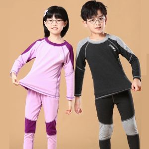 Fashion Kids Pajamas Sets Autumn Winter Warm Underwear Suit Splicing Sleepwear Homewear For 3-16Y Boy Girl Pajamas Teens Clothes