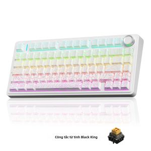 AULA | Bàn Phím Cơ Không Dây Đa Chế Độ AULA F75 HE 75% Hot Swap Polling Rate 8K Cảm Biến Hall Effect RGB Pin 4000mAh Trigger Nhanh Độ Trễ Thấp Dành Cho PC Esports