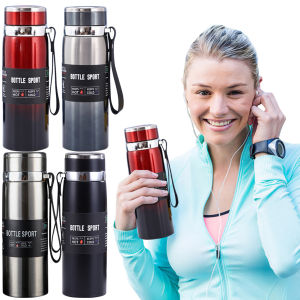 1000ml Thermal Water Bottle with Handle Insulated Thermal Bottle Large Capacity Vacuum Double Insulation Cup for Hot Cold Drinks