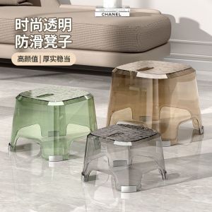 Acrylic Plastic Stool For Home Living Room Thickened Adult Shoe Changing Stool Childrens Anti-Slip Stool Transparent Minimalist Small Bench