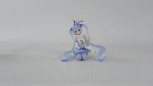 Bandai | 12CM Animation Anime Beautiful Girl Hatsune Miku Snow sitting posture  Model Doll Toys Cute Handmade PVC Model Decorations