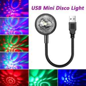 Auto USB Mini Disco Ball Lights RGB Multi Color Car Atmosphere Dj Lighting Sound Party Room Decorations Lamp Magic Strobe Light