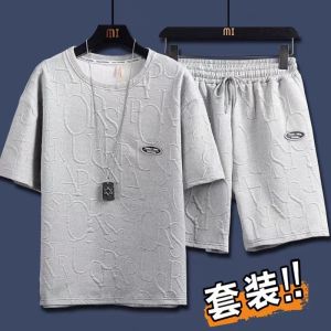 Summer Casual Sportswear Set for Men Short Sleeve T-Shirt And Shorts Two-Piece Suit Trendy Brand Outfit Teenagers Fashionable