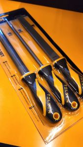Tolsen 3Pcs Carbon Steel File Set (200mm 8") TPR Handle 32033