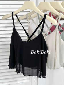 เสื้อกั๊กโยคะผ้าตาข่ายสายเดี่ยวสำหรับผู้หญิงในฤดูร้อน ป้องกันการสั่นสะเทือน วิ่งออกกำลังกาย เสื้อชั้นใน ดูดซับเหงื่อแห้งเร็วระบายอากาศได้ดี