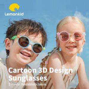 LEMONKID 3D Sunglasses Cartoon Foldable Children Round Frame Baby Sunproof UV Protection Boys and Girls 3-12 LK2230214+LK2230215