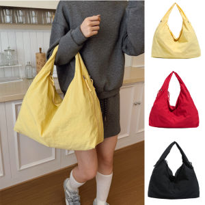 Casual Nylon Shoulder Bag Multi-Pocket Double Zipper High Capacity Tote Bag 2025 Fashion Solid Color Handbags Shopping Bag