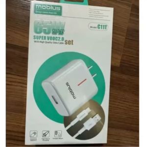 Mobius Super Vooc Fast Charging Adapter 65W with Type-C Cable for iPhone/Moto/Samsung