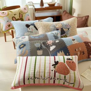 New Cotton Cartoon Pillowcases Pure Cotton Four Layers Large Version Washed Gauze 52x78cm Pair Home High Aesthetic Value