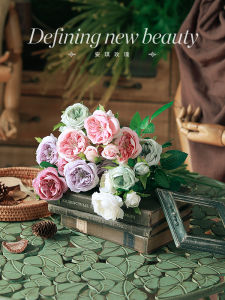 Bó Hoa Hồng Giả Mỹ Đơn Nhánh Hoa Phong Cách Đồng Quê Hoa Tươi Bằng Vải Lụa Trang Trí Phòng Khách Bàn Ăn Vật Dụng Nghệ Thuật Hoa