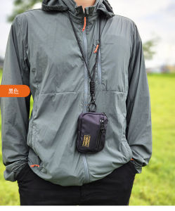 New Japanese Series Male and Female Personality Zipper Short Coin Purse Neck Strap Coin Card Holder Clutch Bag Mini Pocket Bag Collection