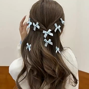 Satu Keluarga Jepit Rambut Wanita Model Pita Mini C1363 Klip Poni Rambut Anak Perempuan Motif Ribbon
