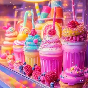 Bộ Tranh Kim Cương 5D Tự Làm HUACAN Tranh Thêu Đá Pha Lê Hình Món Tráng Miệng Ngọt Ngào Màu Pastel Đính Đá Tròn Đầy Đủ Tranh Khảm Đá Trang Trí Nhà Cửa Phòng Ngủ Tường.