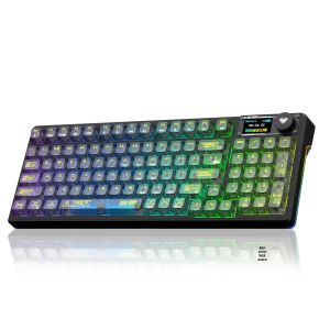Bàn Phím Cơ Không Dây Aula F98Pro V3 Có Đèn Nền RGB Ba Chế Độ Có Thể Thay Nóng Tích Hợp Núm Xoay Màn Hình Pin 10000mAh Dành Cho PC/Laptop/Tablet