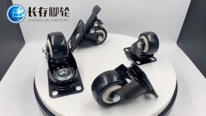 Roda Caster Lemari Bearing Hitam Untuk Troly Set 4 PC Hidup Rem 1.5 - 2 - 2.5 Inch