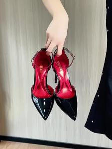 Giày Cao Gót Nữ Mùa Hè Màu Vàng Kim Loại Quyến Rũ Mũi Nhọn Quai Hậu Dành Cho Tiệc Thời Trang Dạ Hội Cưới Hỏi