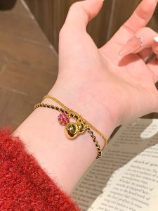 Double Layer Red Rope Snake Year Womens Hand Bracelet Hua You Xin Shi Brand Alloy Polished Surface National Style Jewelry